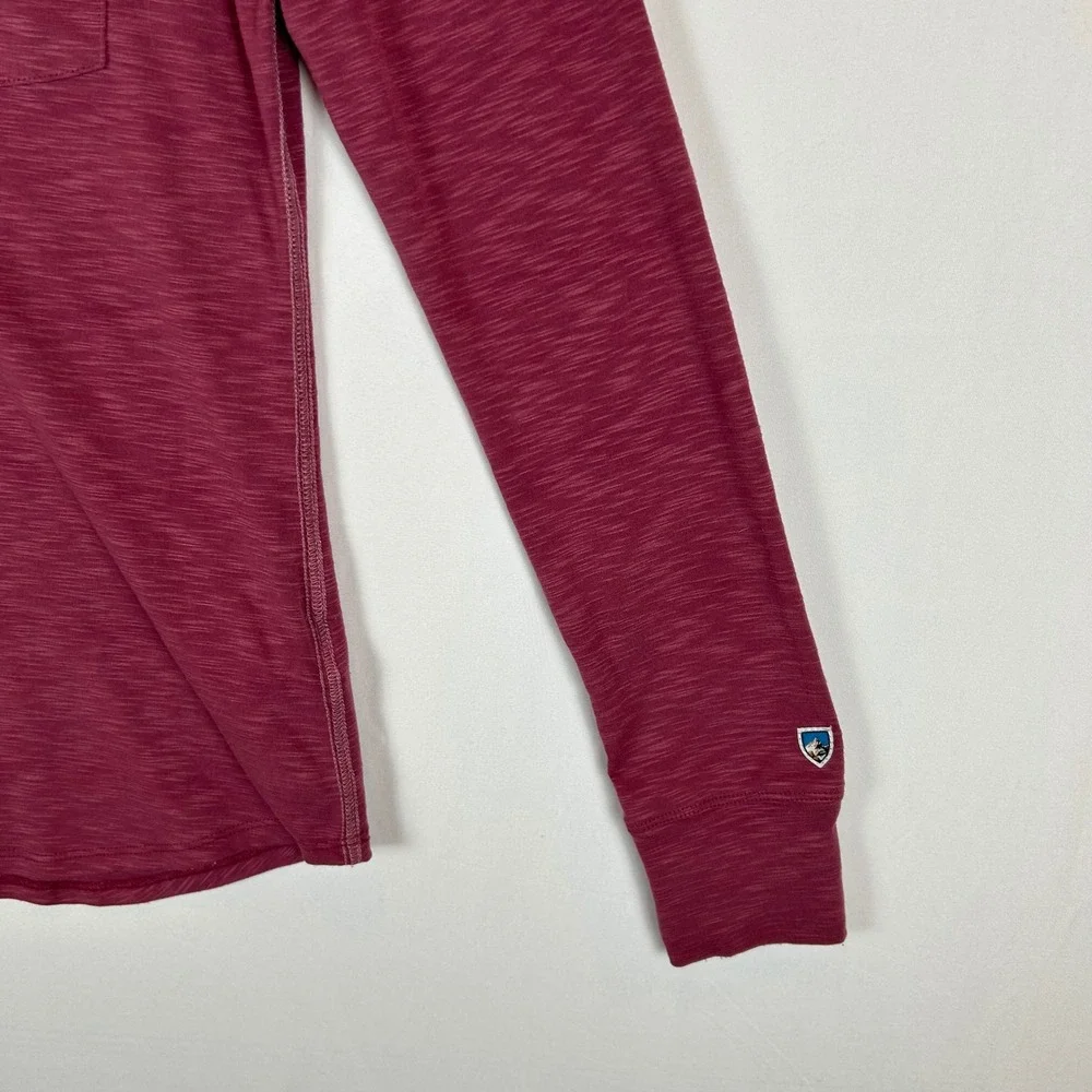 Kuhl Womens Burgundy Sora Hoody‎ Long Sleeve Hooded Henley Shirt Size Small - Picture 9 of 12